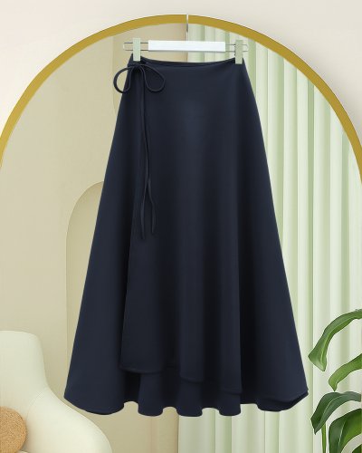 Yandan Bağlama Detaylı Katlı Fermuarlı Scuba Etek -Laci