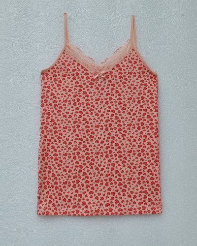 Kalp Desenli Askılı Dantelli Atlet -Somon