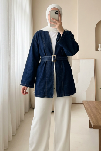 Beli Kemerli Kot Kimono -Laci