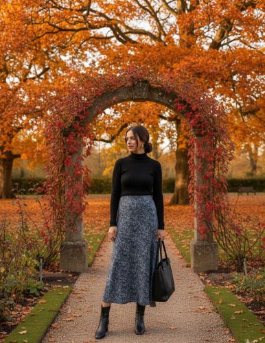 Kadın desen baskılı karin kumaş etek