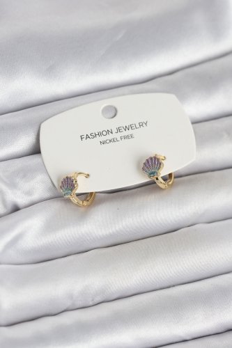 Deniz Kabuğu Model Gold Pirinç Çocuk Küpe